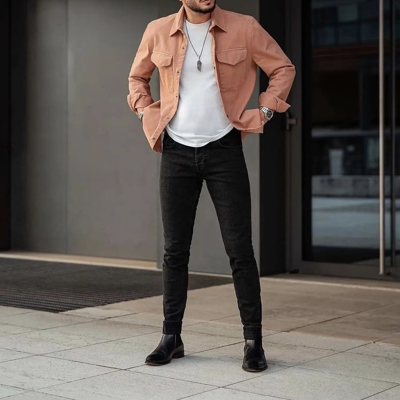 Man Dark Washed Jeans Outfit