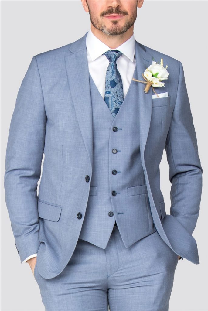 Man Groom Wearing Light Blue Suit