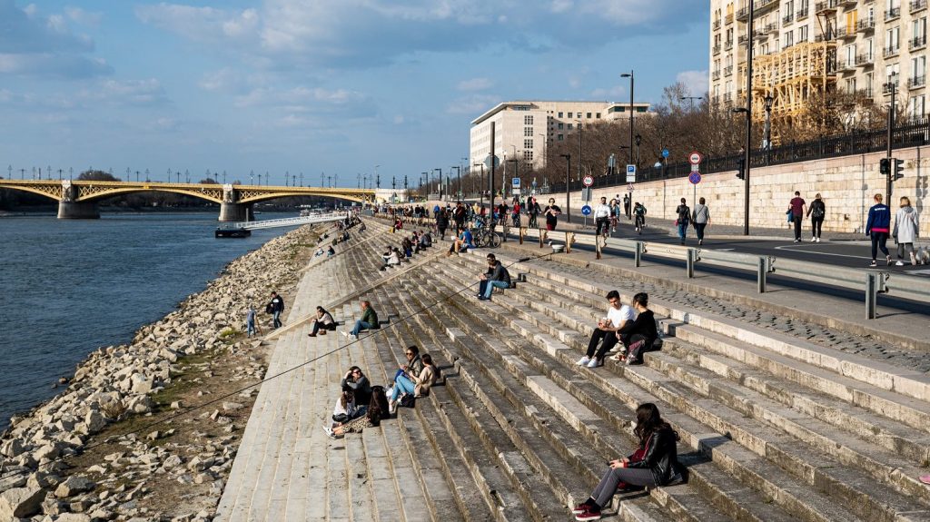People Sitting at Budapest Rakpart Quay