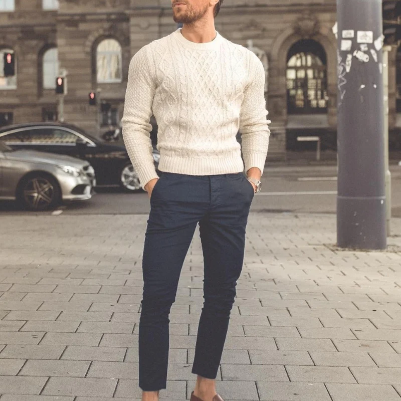 Man Outfit Ideas: Dress Pants with a Sweater