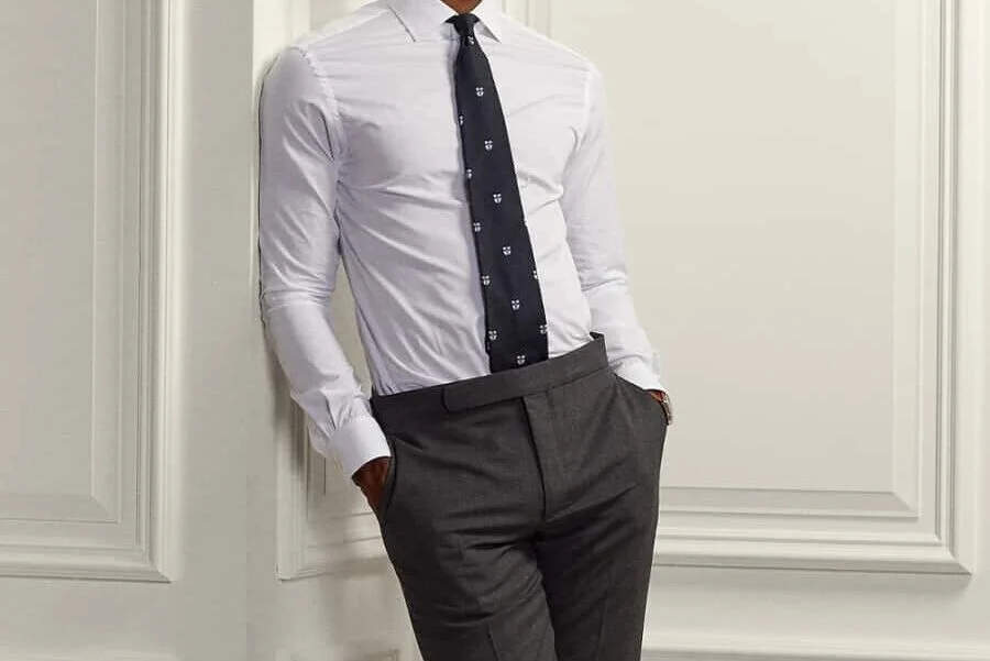 Old Money Outfits for Men: Oxford Shirt with Gray Pants