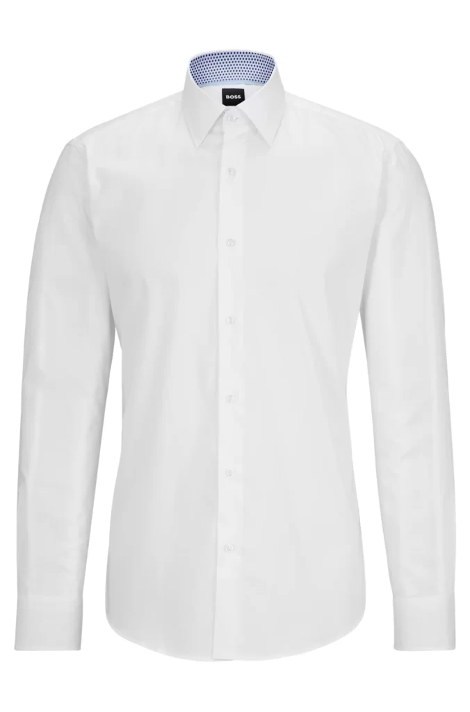 Hugo Boss Regular Fit White Poplin Shirt